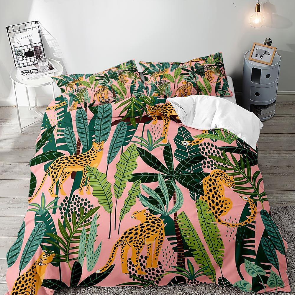 

Jungle Animal Bedding Set Tropical Plant Duvet Set Parrot Monkey Palm Leaf Three-Piece Set Germany 240 * 220