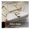 2023 Trendy White French Texture Underarm Handbag for Women - Solid Color Baguette Style