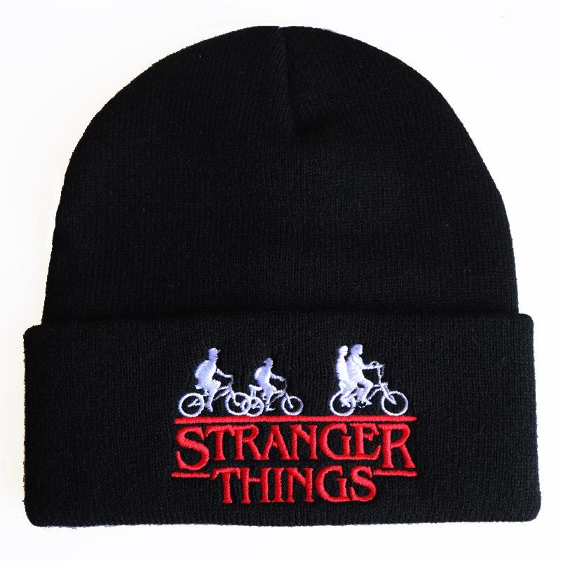 Stranger things STRANGER THINGS Embroidered Knit Hat friends don t lie Woolen hat Adjustable