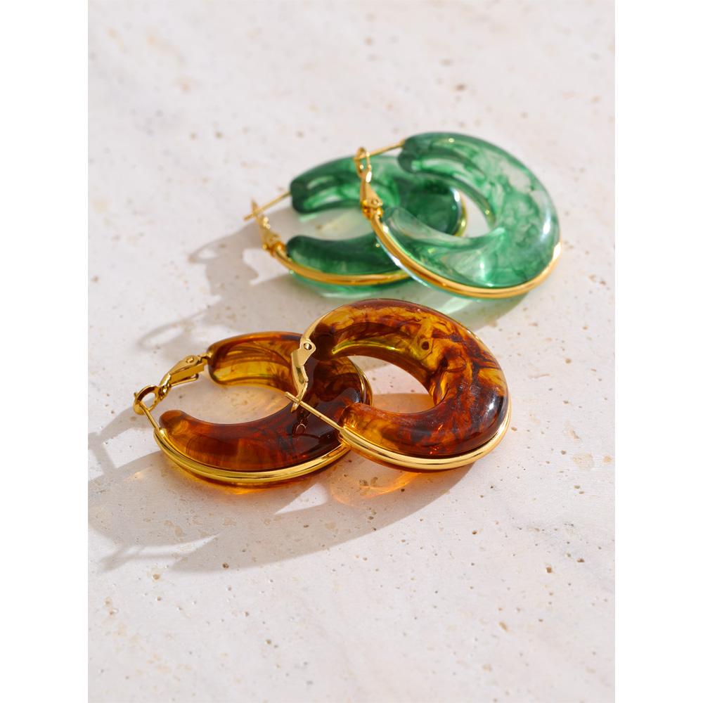 Eetit Weiß Grün Schwarz Rosa Braun Acetat Acryl Chunky Creolen Täglich Edelstahl Trend Ohrschmuck Accessoires