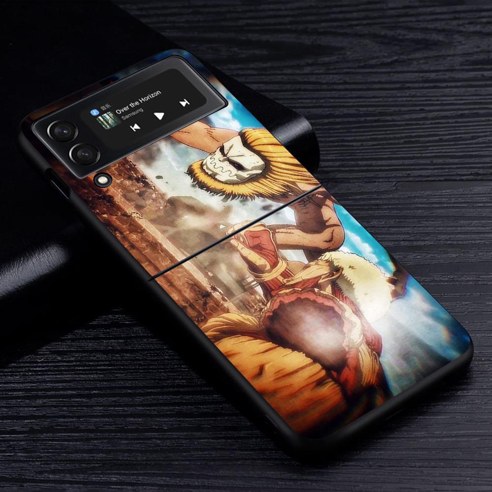 Attack On Titan Anime Handyhülle für Samsung Galaxy Z Flip3 5G Flip4 Schwarz Coque Z Flip 3 Hart PC Luxus Hülle Zflip3 Funda