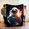 Astronaut Flannel Throw Blanket Galaxy Space Planet Pattern Blanket Lightweight Warm Super Soft for Bed Sofa Couch Travel Decor