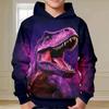 Spring Autumn Boys Hoodie Pullover 3D Dinosaur Print Fashion Street Dazzling Cool Kids Clothing Casual Long Sleeve Hoodies Tops