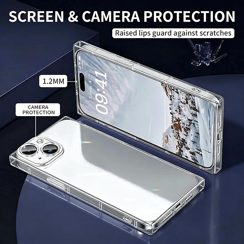 Square Clear Phone Case for Iphone 17 Air 16 15 Pro Max 15Pro 14 Plus 13 12 11 14Pro 13Pro 12Pro 17Pro 16Pro Shockproof Phone Cover Accessories