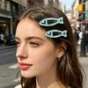 2 Stück Mädchen Haarspangen, Acryl Haarclips mit integriertem elastischem Clip, Fisch Hohlform Haarspangen, Transparent Eisblau Haarschmuck
