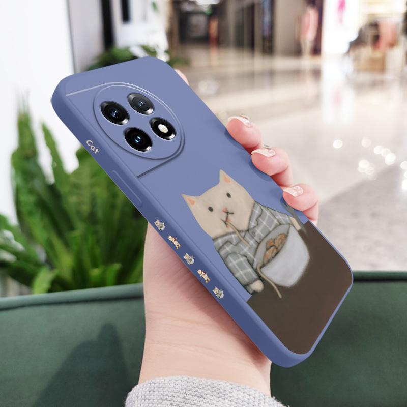 Paper Folding Cat Phone Case For Oneplus 13 13R 12 12R 11 11R 10 10R 10T 9R 9RT 9 8T 8 7 7T Pro 5G Liquid Silicone Cover