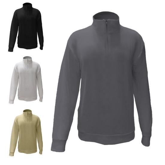 Erkekler Sonbahar Bahar Üst V Yaka Fermuar Standı Yaka Düz Renk Yumuşak Sıcak Kazak Elastik Rahat Erkek Günlük Gömlek