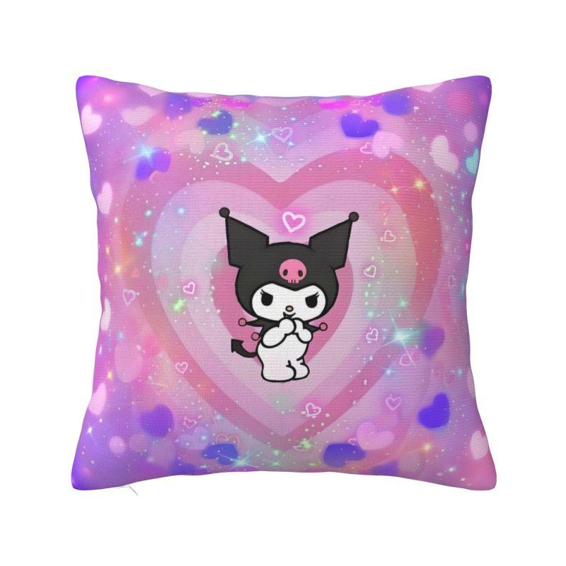 Custom Modern Cute Sanrio Kuromi Anime Cushion Cover Velvet Kawaii Cartoon Pillow Case Home Decor
