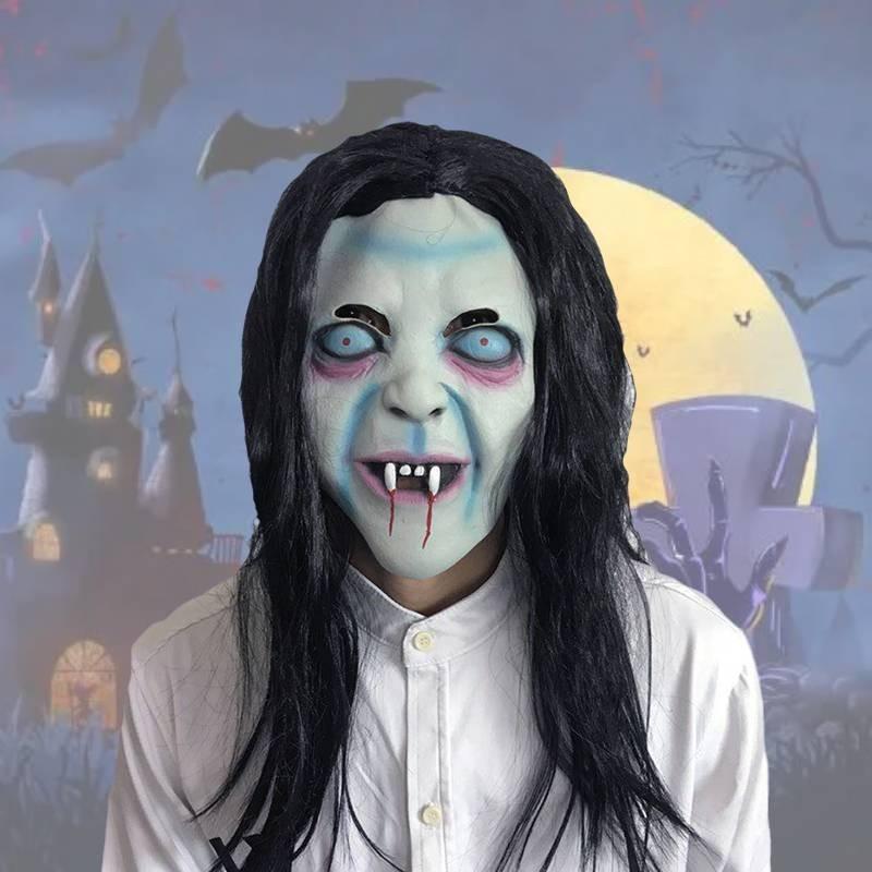Long Mask Vampires Hair Ghost Face Latex Halloween Prop Cosplay Decor Accessory
