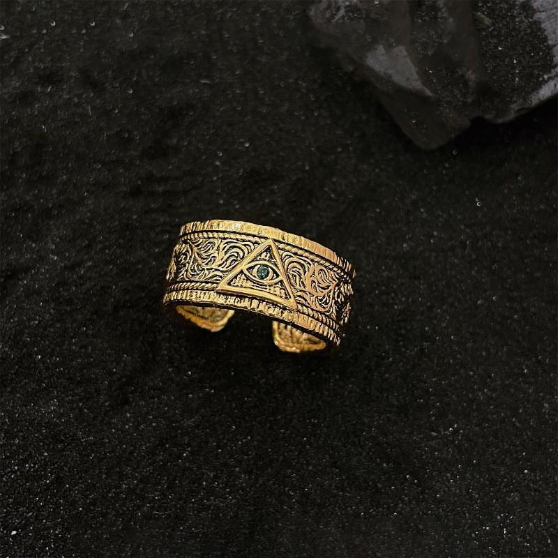 Sophisticated Antique Gold Adjustable Ring For Women With Unique Geometric Zircon Design