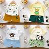 Kids Short Sleeve Cotton Set With Cartoon Pattern For Summer Play