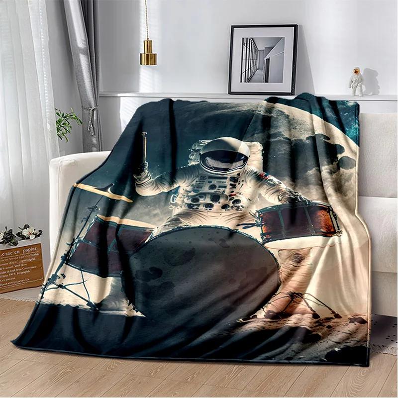 3D Outer Space Astronaut Universe Spaceman Cartoon Blanket,Soft Throw Blanket for Home Bedroom Bed Sofa Office Cover Blanket Kid