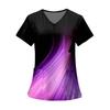 Women's Fashion Printed Short Sleeve V Neck Pattern Tops Pocket Working T-shirts
