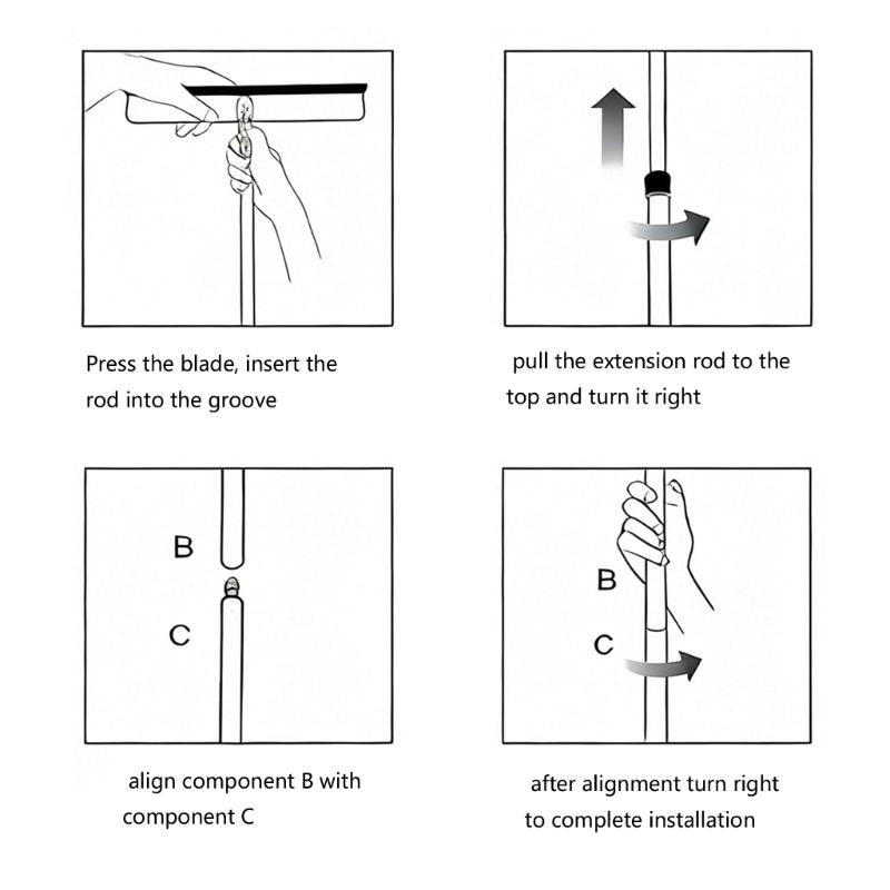 Extendable Glass Cleaner Tool Having Soft Rubber Wiper And Brush For Mirrors Cars