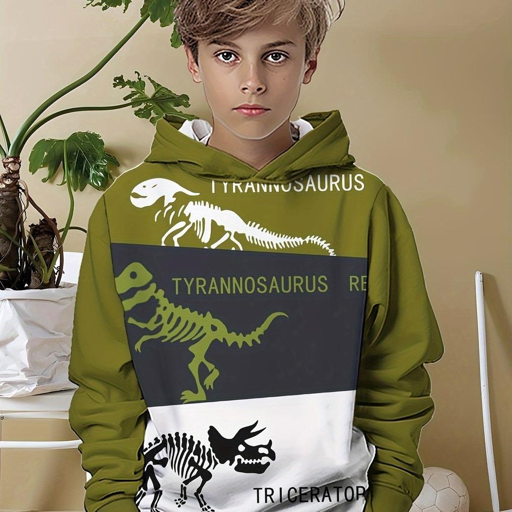 

Худи для мальчика с 3D-принтами тираннозавра рекса и велоцираптора - крутое худи с динозавровым узором 13-14Y