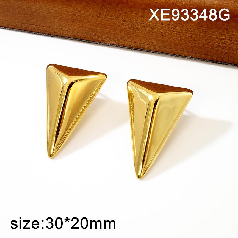European Geometric Gold-Plated Titanium Steel Earrings for Women - Chic Metallic Ear Ornaments