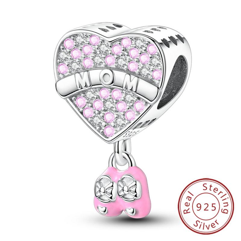 Original Copper Charm Bead Mother'S Day Love Heart Family Charm Bead Pendant Fits Bracelet Womens Jewelry Gifts