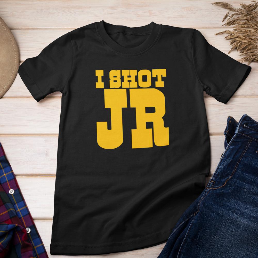 I SHOT JR T-SHIRT (cult TV 80s not dallas dynasty fancy dress 1980s cowboy camp) Unisex T-Shirt XXXL