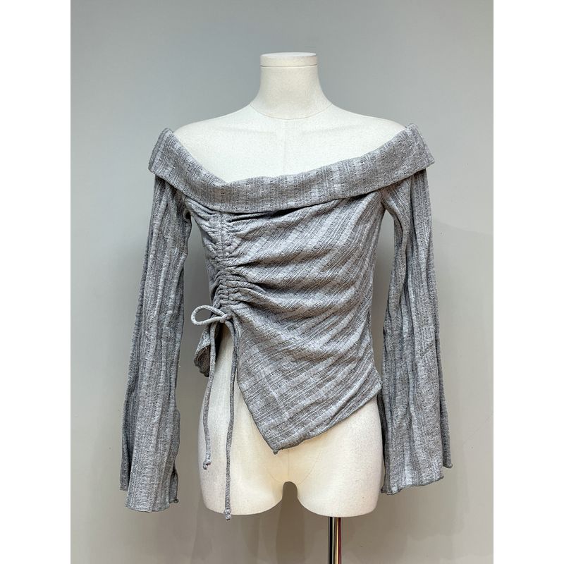 2025 Spring New Arrival Australian Single by Together Fashion off-Shoulder Long Sleeves Knitwear Knitted Dress Female