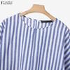 ZANZEA Women 3/4 Sleeve Blouse and Pants Summer Stripe Two Piece Suit Sets