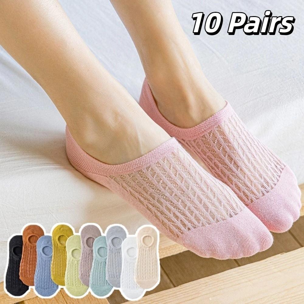 10Pairs Thin Short Ankle Socks Non Slip Short Hosiery Fashion Invisible Boat Socks  Summer