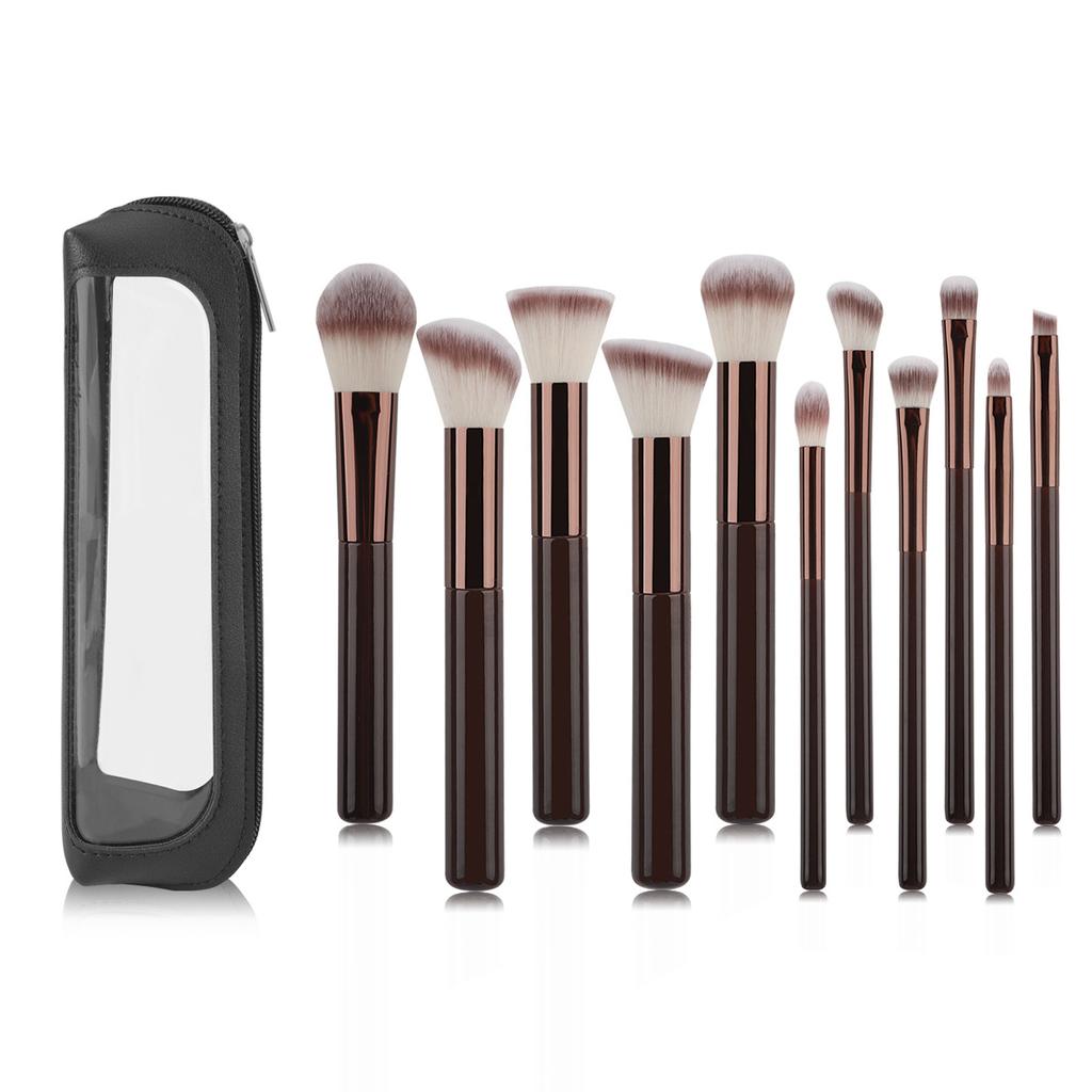 13 Coffee Makeup Brush Sets, Soft-bristled Concealer Brush, Lip Brush, Eyeshadow Brush, Loose Powder Brush, Detail Brush, Makeup Tool.