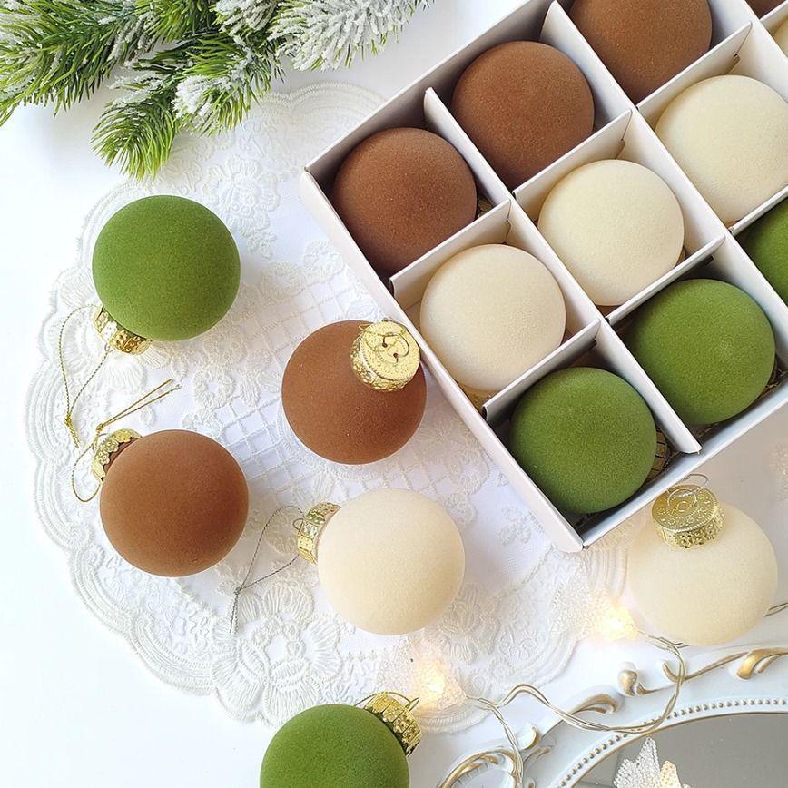 Colorful 6cm Cross-Border Christmas Ornament Balls – Flocked Hanging Decorations