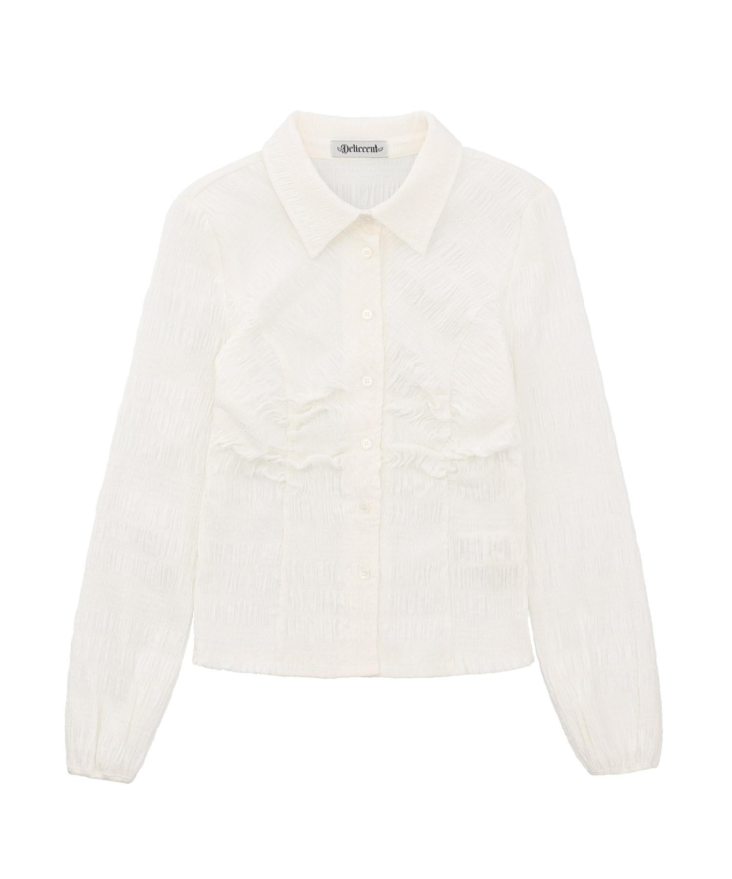 Deliscent Shirred Crease Shirt [Ivory] Ivory/Free
