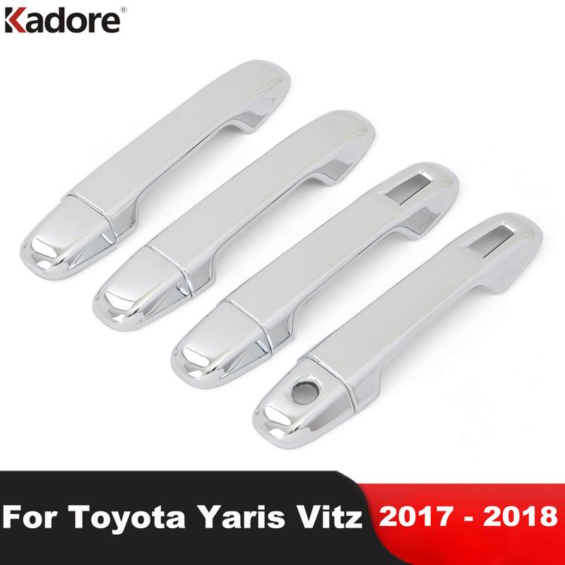For Toyota Yaris Vitz 2017 2018 ABS Chrome Side Door Handle Cover Trim Decoration Frame Covers Stickers Accessories Car Styling