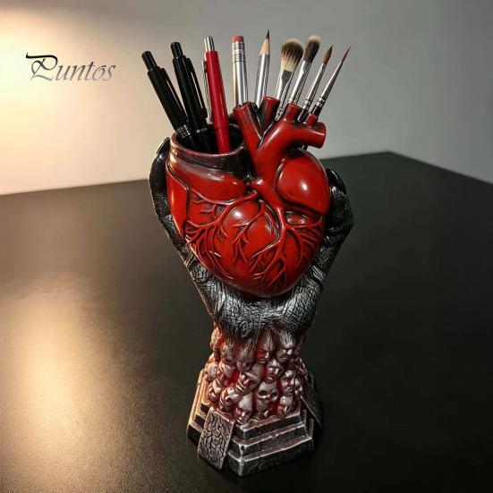 Anatomical Heart Planter Hand Holding Human Organ Vase, Gothic Shaped Succulent Plant Container Spooky Halloween Desktop Flower Pot for Living