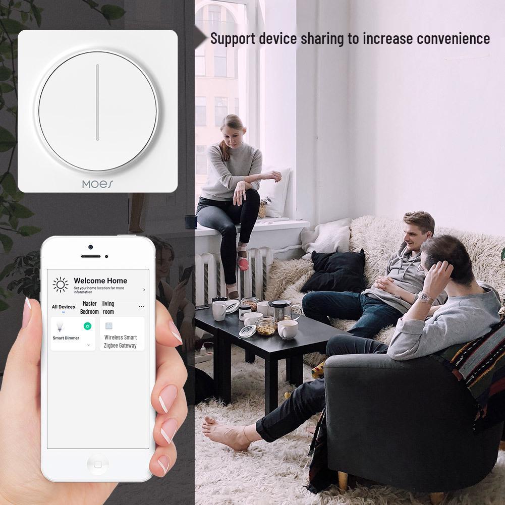 Zigbee Tuya Stepless Dimming Smart Home Rotary Switch with APP & Voice Control