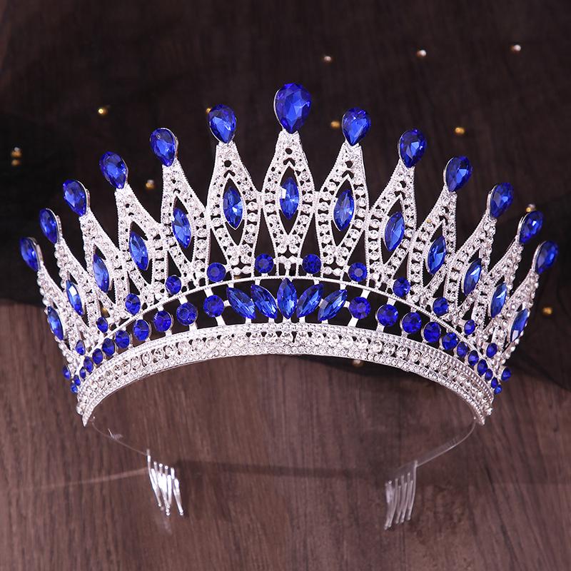 Royal Queen Purple Crown Big Diadem Bride Tiara Crowns for Women Bridal Wedding Party Combs Crown Hair Dress Jewelry Accessori