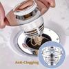 Universal Rebound Drain Plug Filter Basin Pop-up Chrome Sink Filter with Hair Catcher Bathroom Sink Drain Stopper Easy Push Type