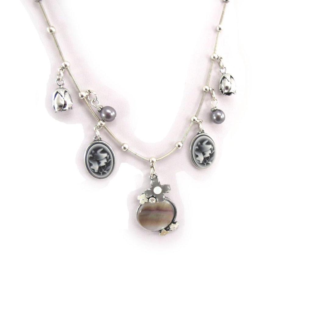 Les Trésors De Lily [J7942] - Silver Gray 'Scarlett' Designer Necklace