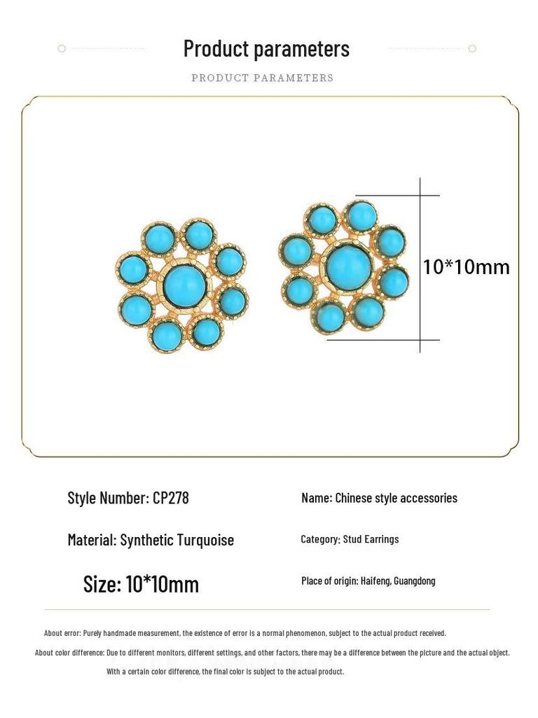 Türkisfarbene Cheongsam-Ohrringe: Design im Hofstil mit 925er Silbernadel