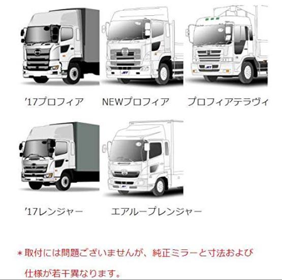 Jet Inoue Genuine Hino Side Under Mirrors with Heated Replacement Parts for Large Hino Profia Terravi 2000 October Hino New Profia 2003 April and Hino