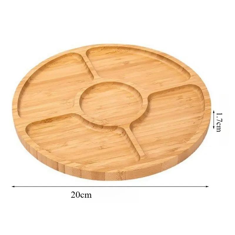 

Деревянные разделенные сервировочные подносы Поднос для закусок 5 обеденных секций Миски для снеков Круглый сервировочный поднос Сервировочные блюда Идеально для вечеринок красный