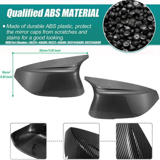 Carbon Fiber Side Mirror Caps For Infiniti Q50 Q60 Q70 QX30 QX50 Q50L Accessories, Passenger Driver Side View Mirror Cover Replacement Car Exterior