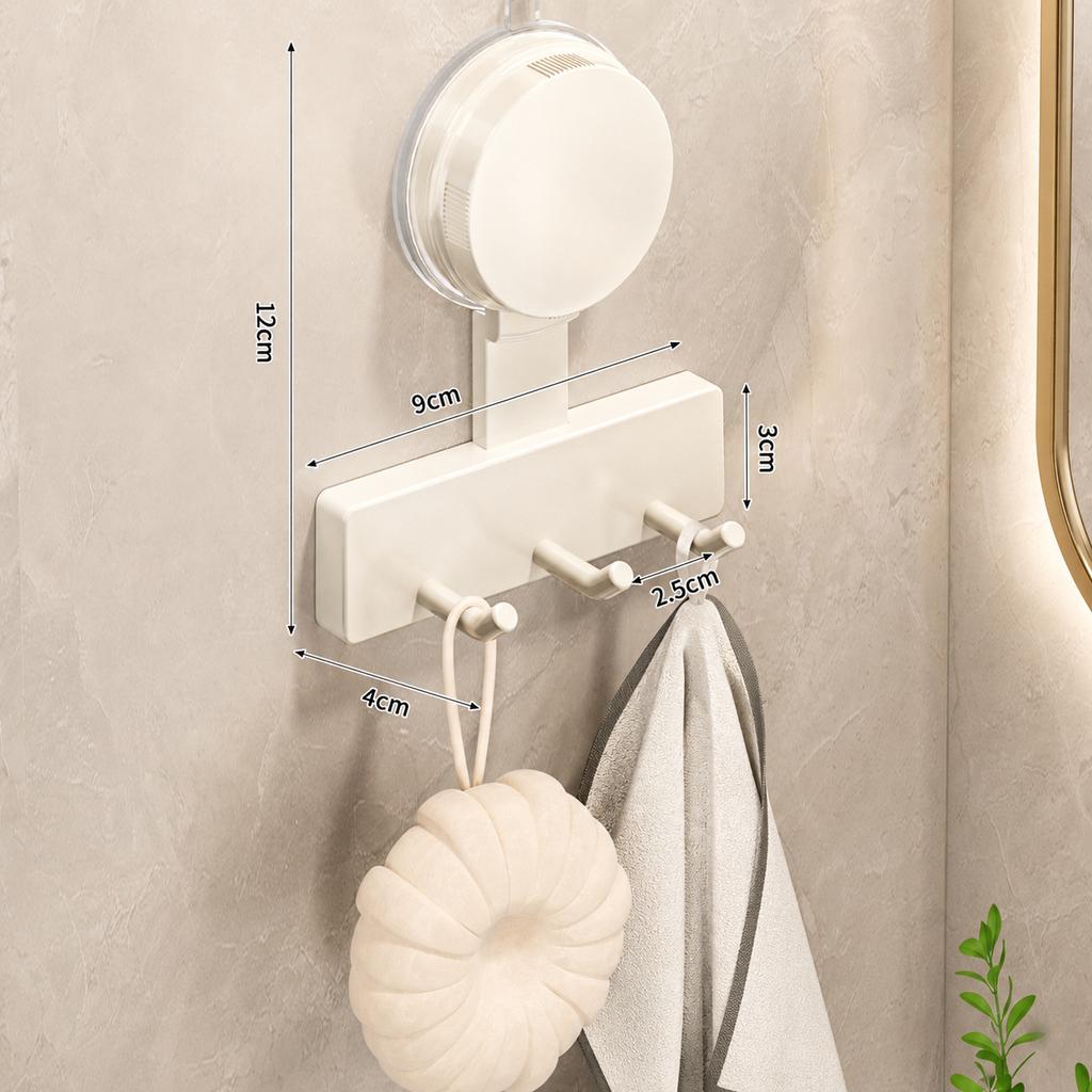 Suction Cup Wall Hook Rack No Drilling ABS Waterproof 3/5 Hooks for Kitchen Bathroom Towel Utensil Storage