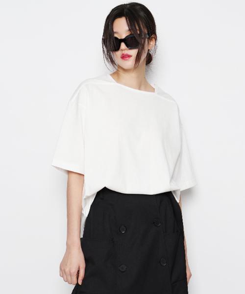 Studio 235 Square Neck Boyfit Short Sleeve Off-White Free