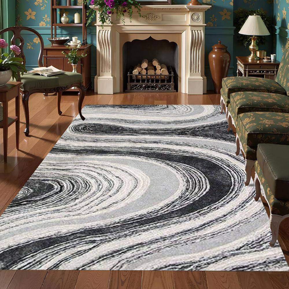 Abstract Curve Pattern Area Rug Modern Art Minimalist Geometry Home Decor Carpet Soft Non-slip Mat for Living Room Bedroom