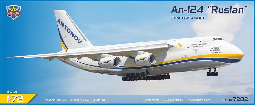 Modelsvit Antonov Ruslan Large Transport Aircraft Plastic Model Kit MVR7202 1/72 An-124 (Airplane)
