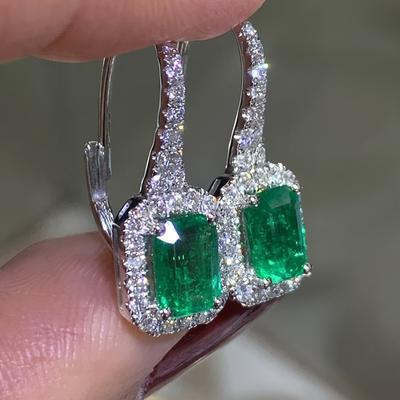 Luxuriöse quadratische grüne Zirkon-Hängeohrringe für Damen, elegant, exquisit, Hochzeitsfeier, Temperamentsschmuck