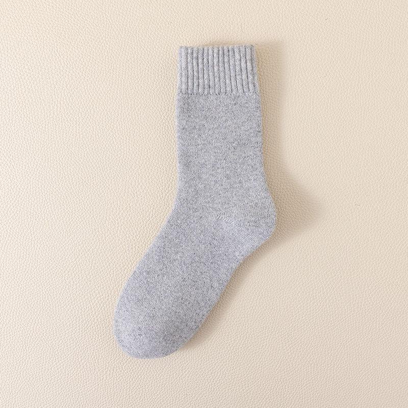 

Мужские носки средней длины из шерсти, устойчивые к холоду, толстые и теплые, плюс бархатные махровые носки из кашемира One Size светло-серый