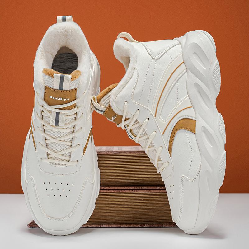 Waterproof Men's Warm Sports Shoes Fashion High Top Plush Sneakers Male Winter Outdoor Trainers for Jogging Walking