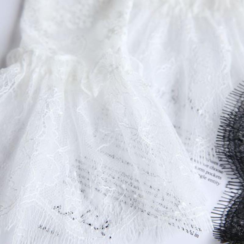 Women Fake Arm Sleeves with Short Tassels White and Black Pleated Cuff Beautiful Lace Accessories Outdoor Embellishments
