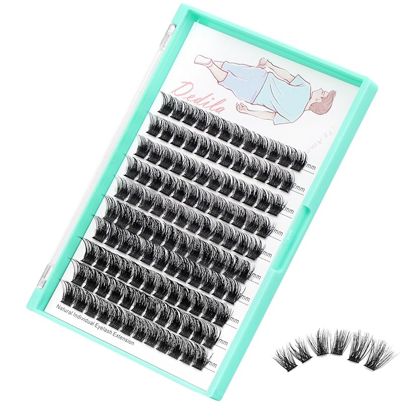Large Tray-Grafted Wide Rod Individual False Eyelashes Thick Base 120 Cluster D Curly Hair Naturally Dense Eyelashes 8-20 Mm Optional (14 Mm)