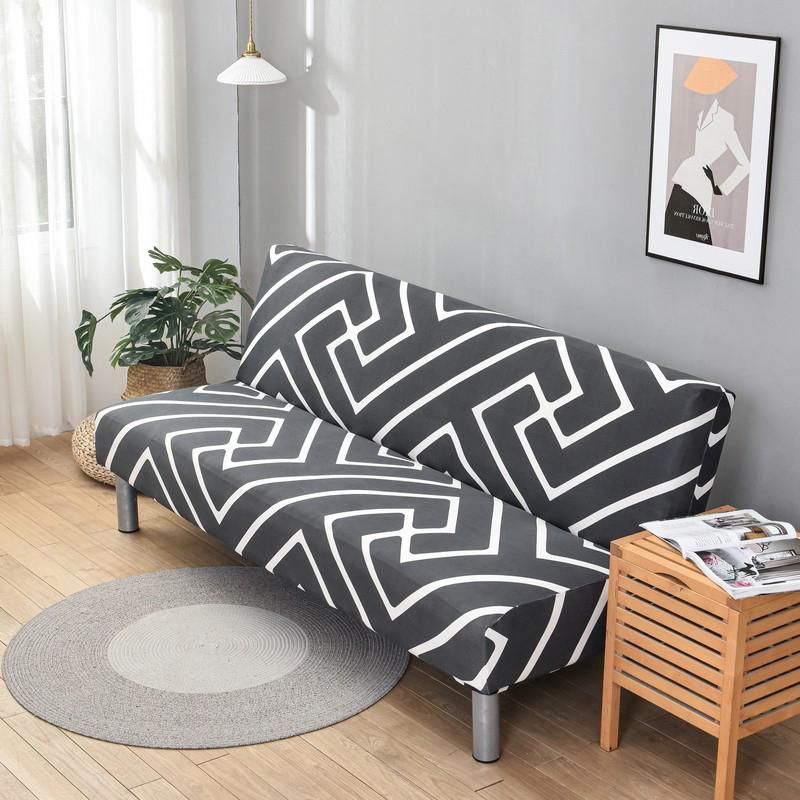 Armless Futon Cover Stretch Sofa Bed Cover Protector High Spandex Elastic Futon Slipcover With Elastic Bottom Machine Washable