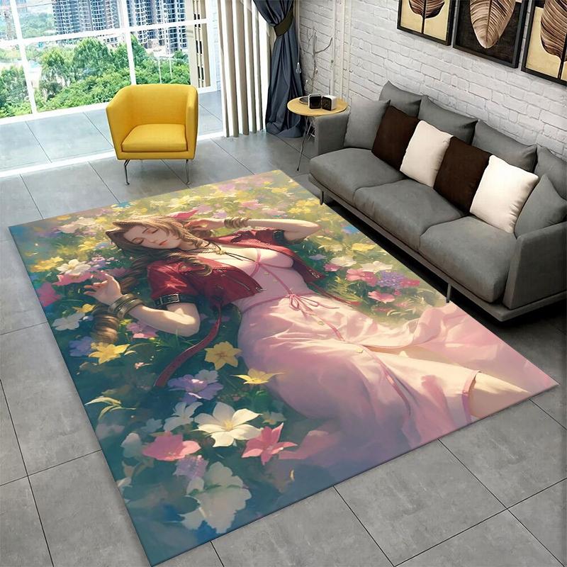 Cloud Tifa Final Fantasy Games Sephiroth Carpet Rug for Bedroom Living Room Sofa Playroom Doormat Home Decor,Area Rug Non-slip