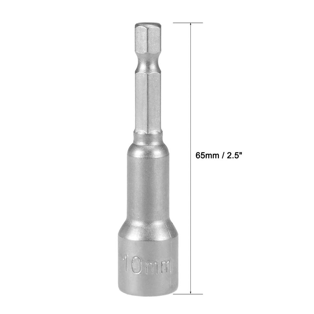 6mm-19mm Impact Socket Magnetic Nut Screwdriver 1/4 Hex Key Set Drill Bit Adapter for Power Drills Impact Drivers Socket Kit